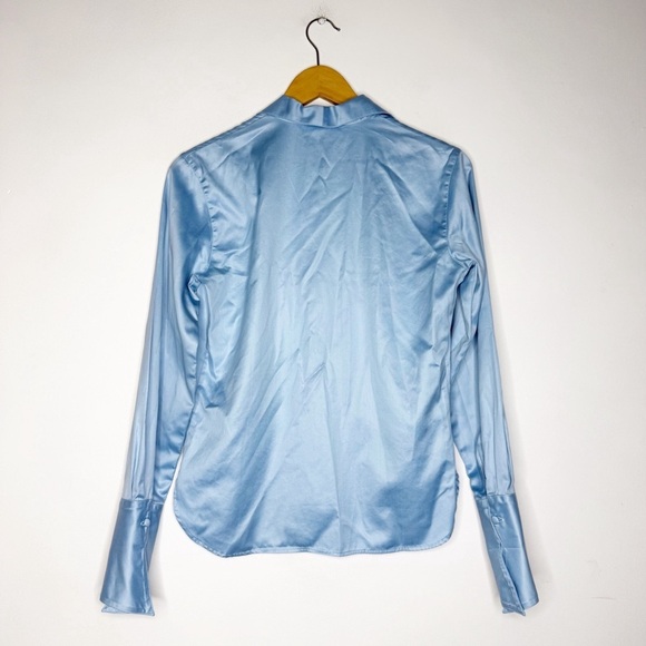 Alain Figaret Blue Long Sleeve Button Front Shirt Size 8 - Picture 2 of 5